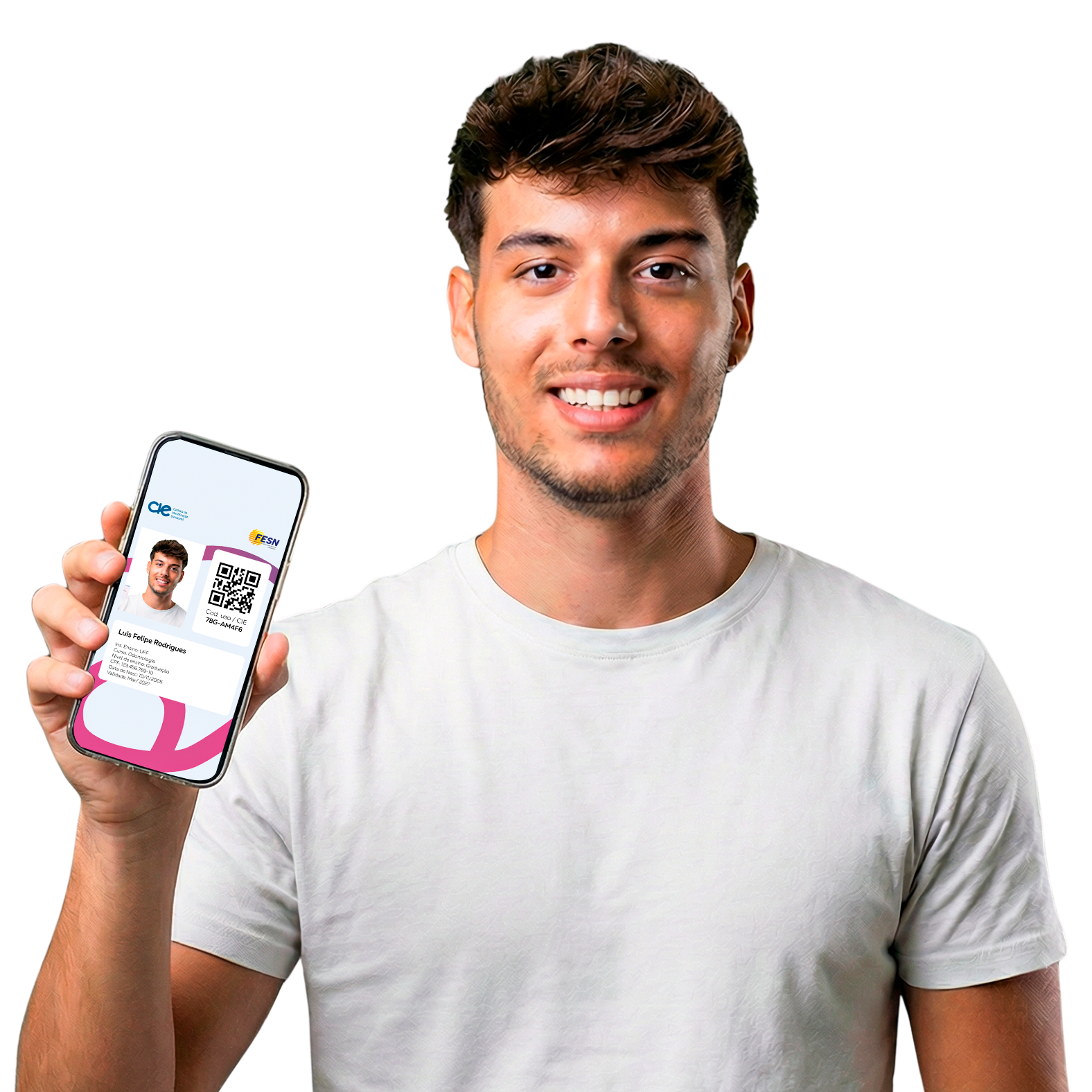 Pessoa segurando uma carteirinha de estudante